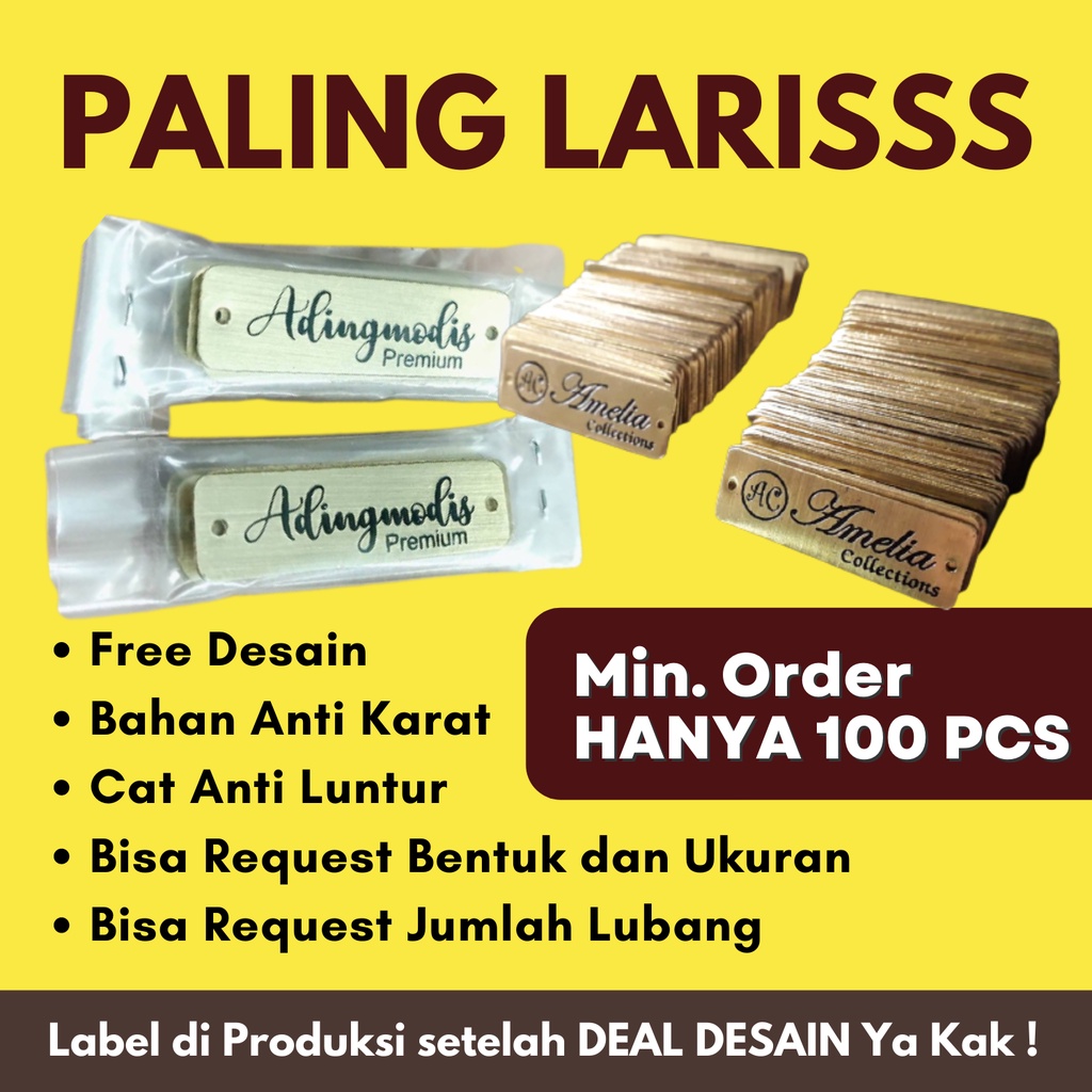 [ PALING LARIS ] LABEL BESI Bahan Plat Stainless / Plat Kuningan / Plat Besi COCOK Untuk Jilbab, Hij