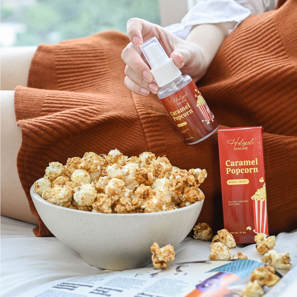 HOLIGRELS (75ml / 5ml / 10ml) body mist deo spray parfum pewangi pengharum badan murah bpom midnight strawberry tahan seharian awet perfume deospray deodorant ketiak ketek wangi bau mencerahkan deodoran viral decant share popcorn caramel apple