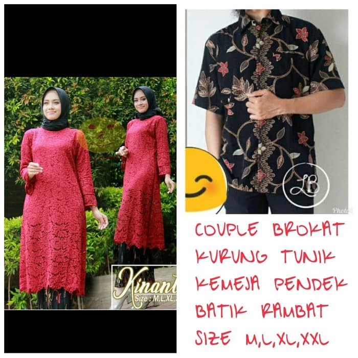 couple set kebaya kurung tunik dan hem pendek