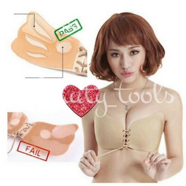 KISS BRA / SILIKON GEL TALI SERUT / BH TEMPEL /BACKLESS BRA PUSH UP