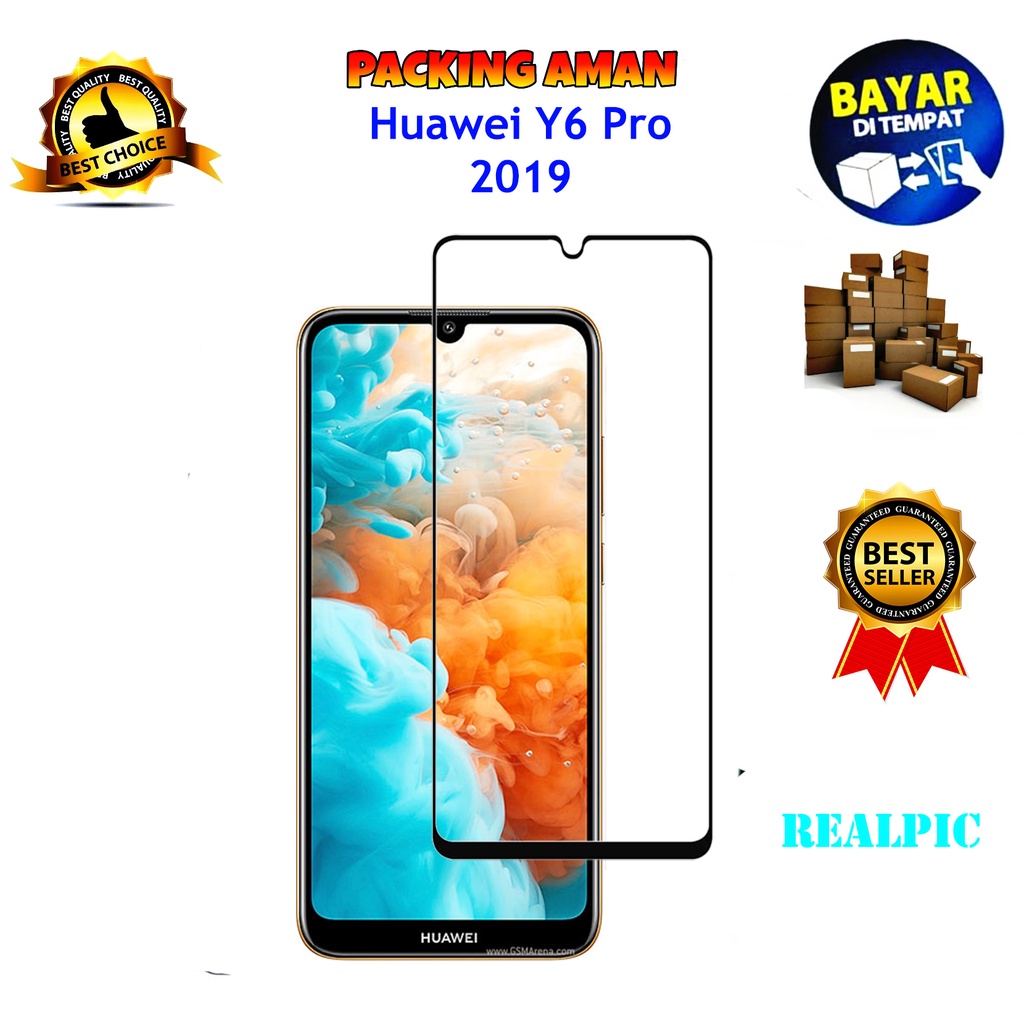 Tempered Glass Huawei Y6 Pro 2019 Full Cover / Full Screen Protector Anti Gores