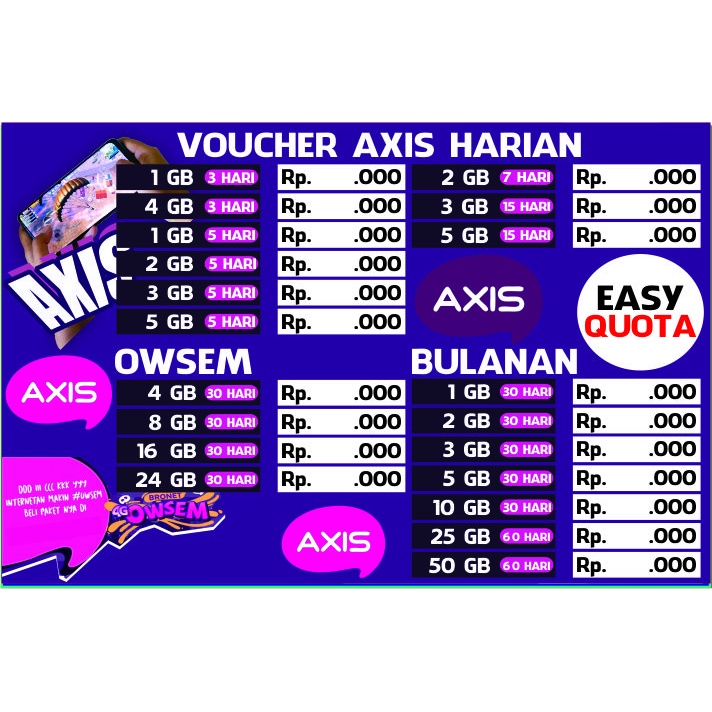 

Stiker Poster Daftar Harga Axis