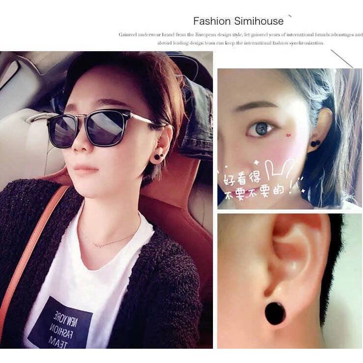 [NEW] 2 PCS Anting Magnet Hitam Pria Wanita Anting Klip Tanpa Tindik Anting BTS Korea Wanita Cowok Kekinian Aksesoris Fashion