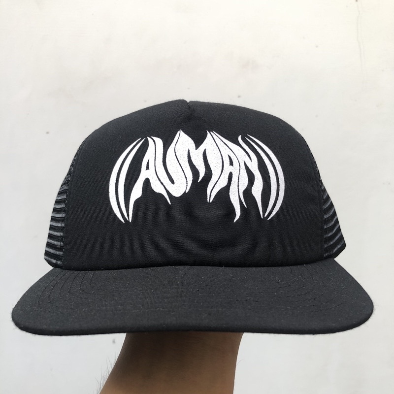 Topi jaring band AUMAN / Trucker hat band / Topi punk hardcore / Topi pria