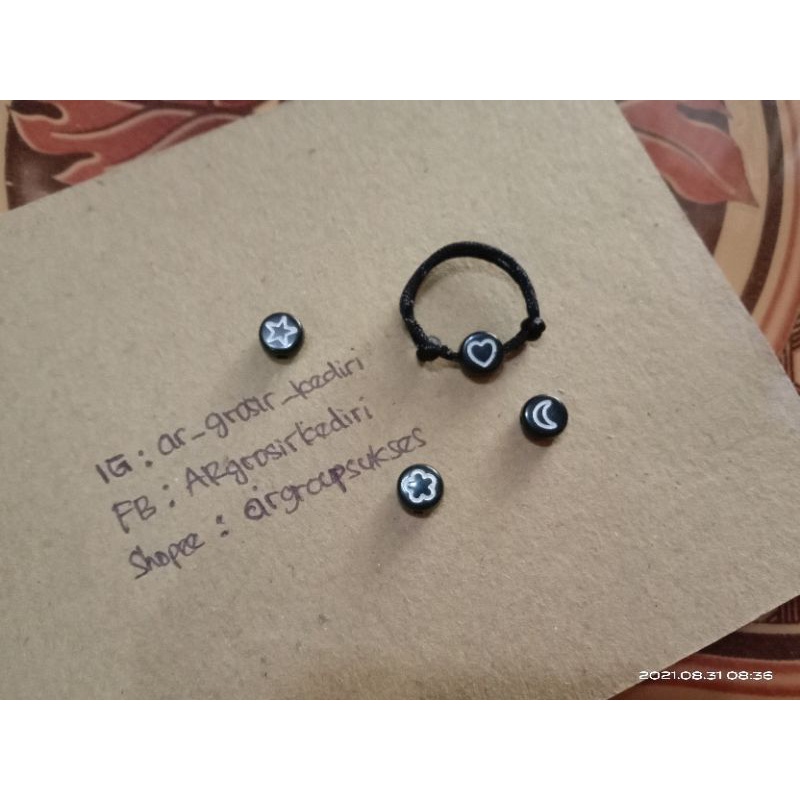 Cincin tali inisial huruf / cincin tali  unik love bintang bunga bulan/ cincin tali couple
