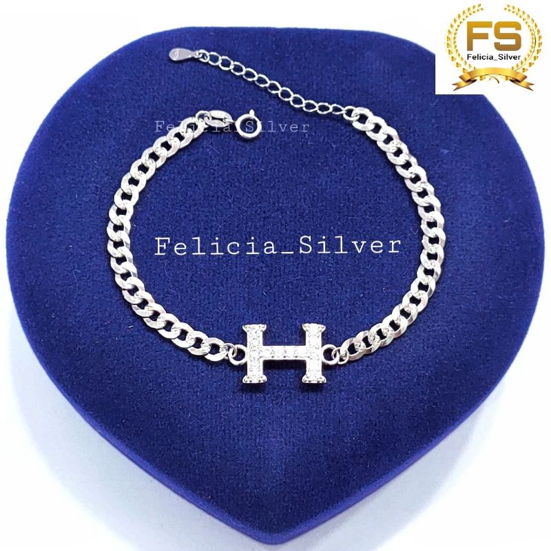 FS - Gelang Perak Asli Silver Wanita 925 Lapis Emas Putih Asli Rantai Sisik Naga Ukir - Gelang Anti 