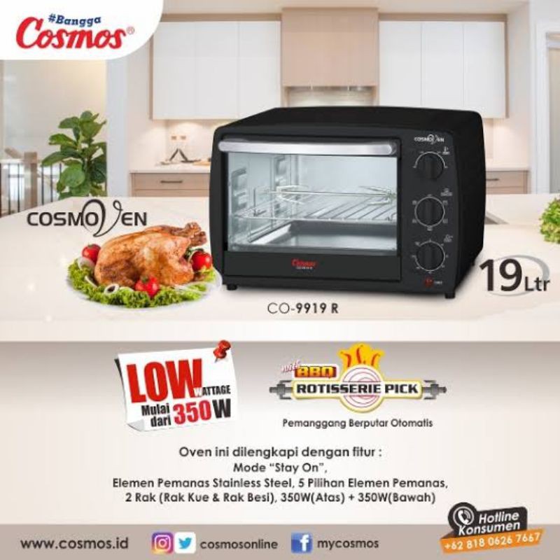 oven listrik cosmos 19 liter