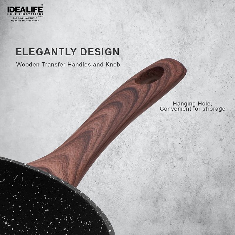 IDEALIFE IL-24DFP Cookware Deep Frypan 24 cm - Panci Penggorengan Deep Fry Pan Marble IL-24 DFP 24cm Panci Premium Marble