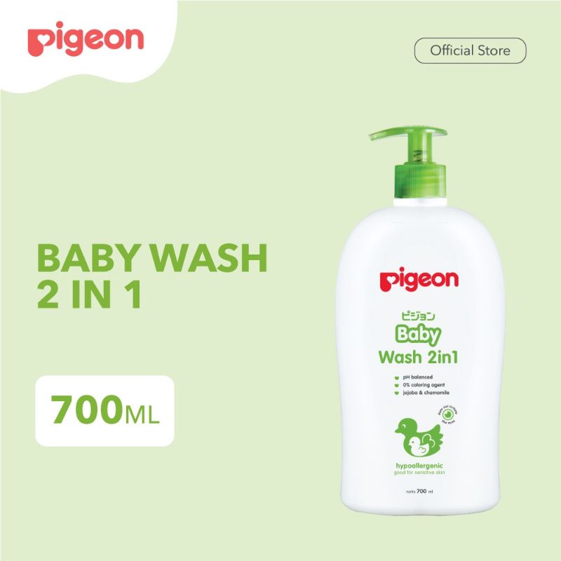 Pigeon Baby Wash 2in1 botol pump 700ml + refill 600ml sabun mandi shampoo bayi anak