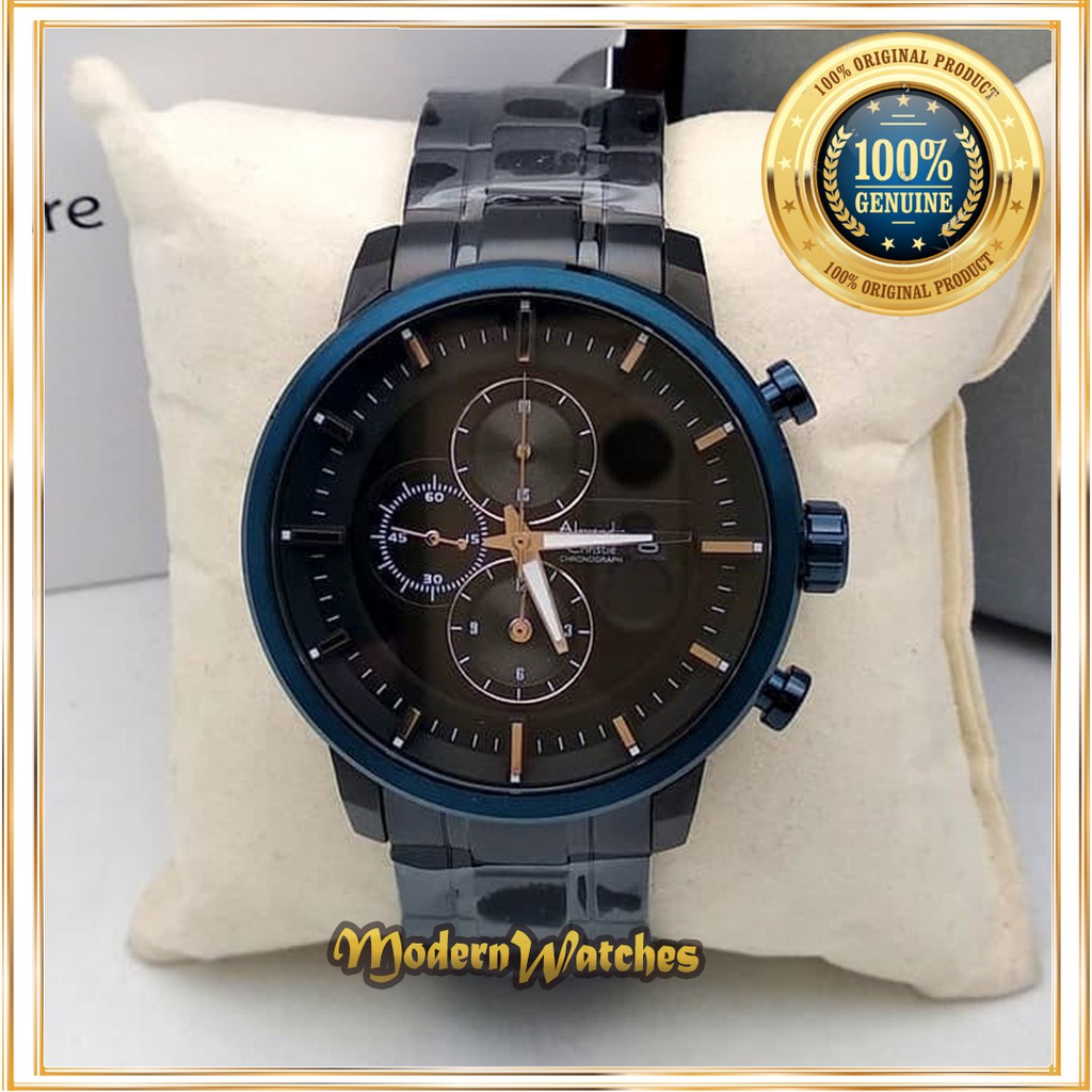 Jam Tangan Pria Ori Alexandre Christie AC 6323 Blue Black Biru Hitam Navy Jam Cowok Chronograph Rant