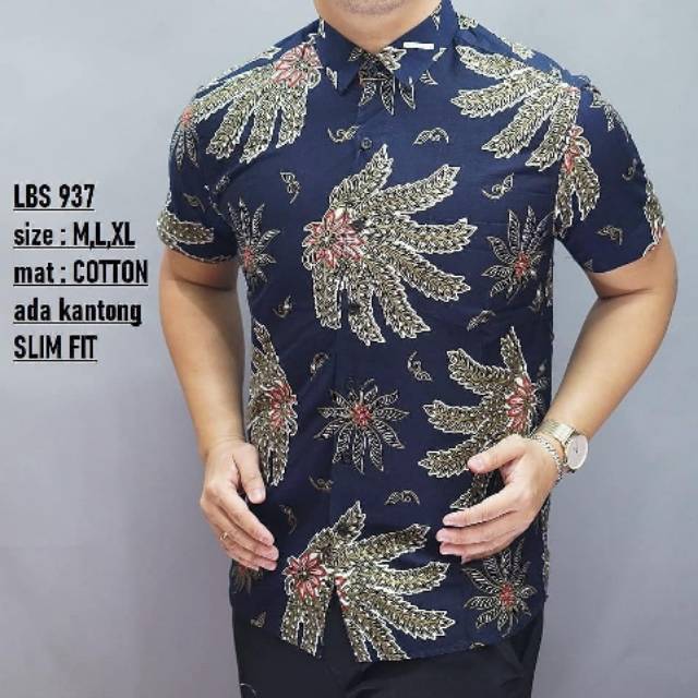 BAJU BATIK PRIA SLIM FIT | KEMEJA PRIA LENGAN PENDEK SLIMFIT LBS937