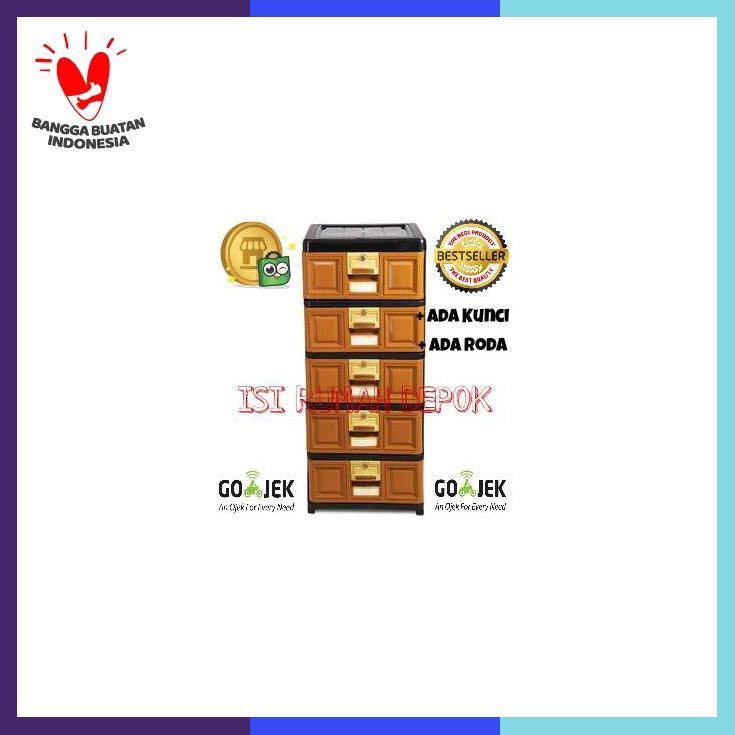 Lemari Stockcase Plastik Napolly 5 Susun Laci Kunci Roda Kuat