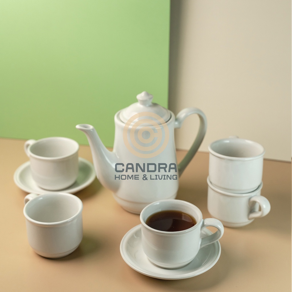 Coffee Set Keramik POLOS / Cangkir Set / Gelas Set NIKURA