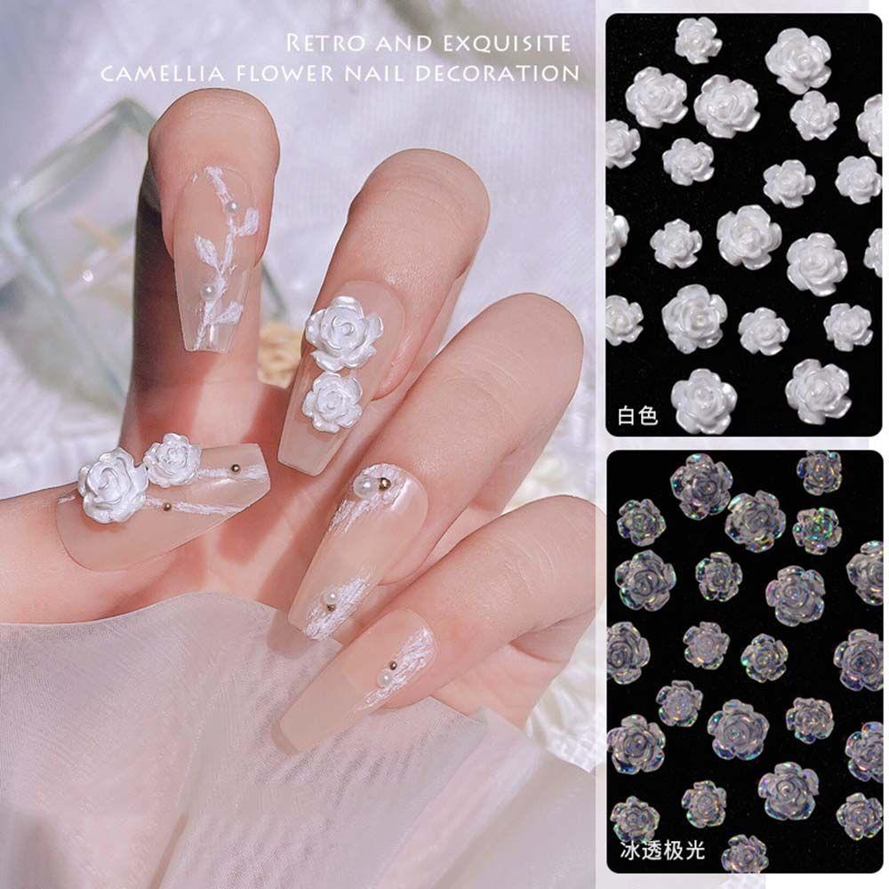 AUGUSTINA Augustina Camellia Nail Art Perhiasan Charms Shiny Aurora Symphony Korea DIY Ornamen