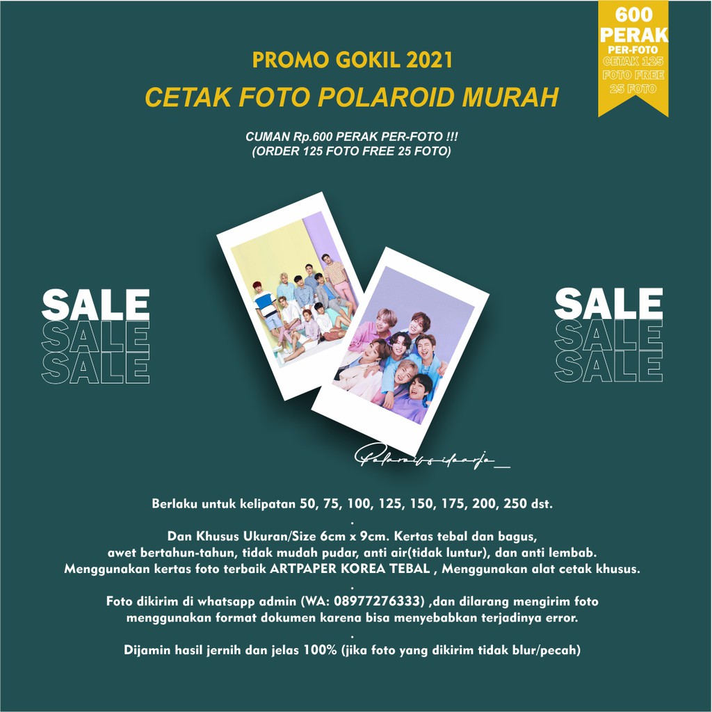 

CETAK POLAROID 2R , ANTI AIR TANPA LAMINASI DAN TAHAN LAMA KERTAS IMPORT BAGUS