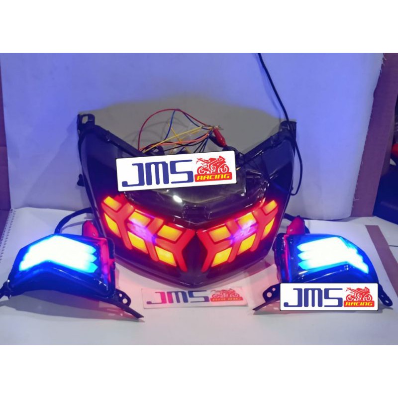 lampu stop belakang dan lampu sen depan led yamaha nmax lama warna merah biru sen warna kuning set