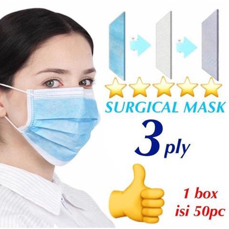 MASKER 3 ply Masker mask Disposable Isi 50 Pcs