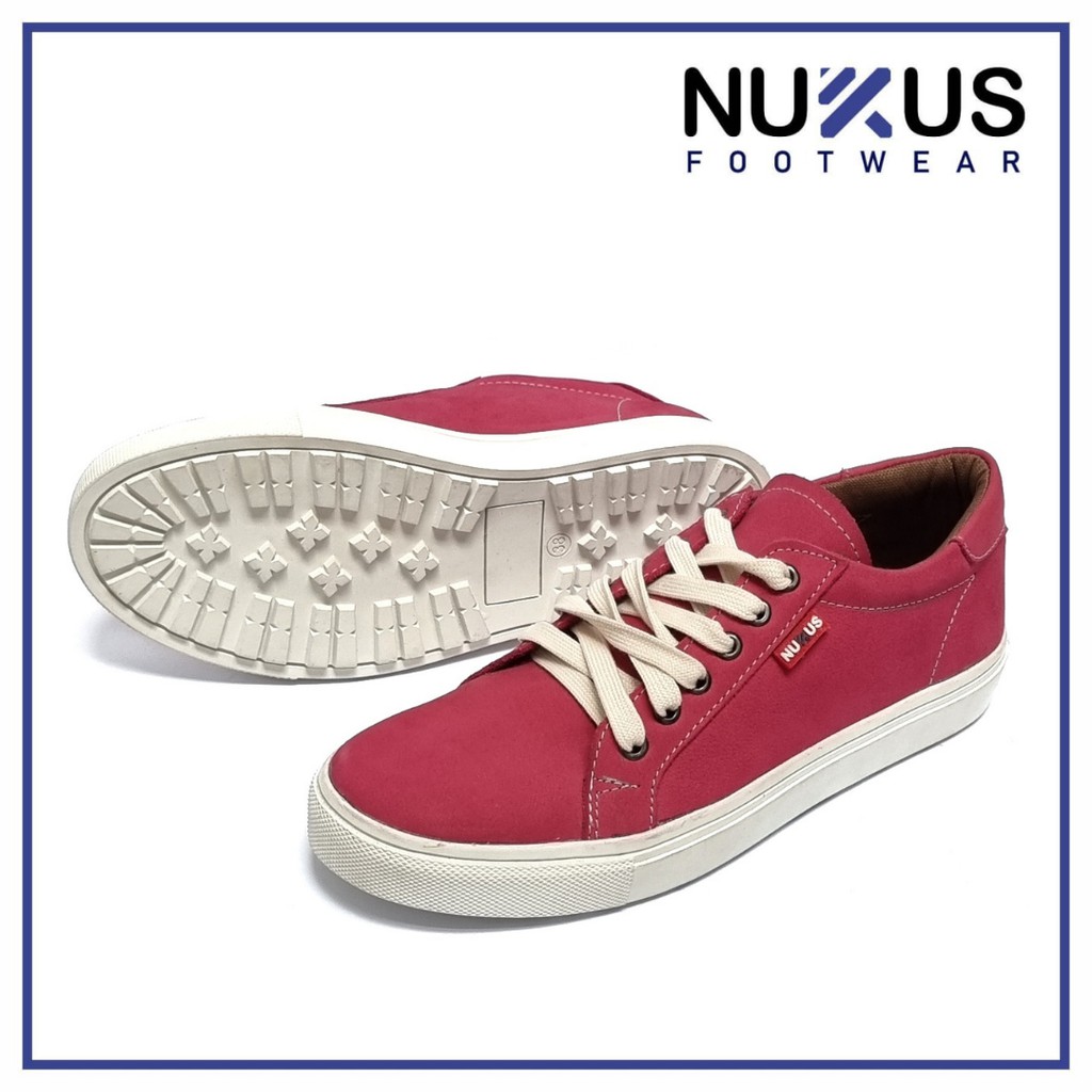 Nukus Sepatu Wanita Sneakers Tali Kulit Sapi Asli Pink - NKT W