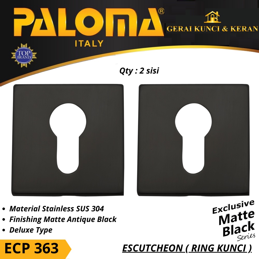 PALOMA ECP 363 RING KUNCI KOTAK HITAM BLACK ESCUTCHEON DELUXE COVER TUTUP CYLINDER KUNCI