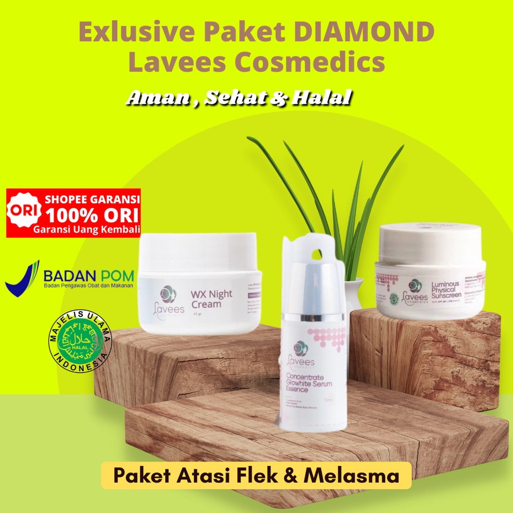 lavees skin care paket Diamond flek hitam melasma serum laves cream cosmedics cosmetic make up glowi