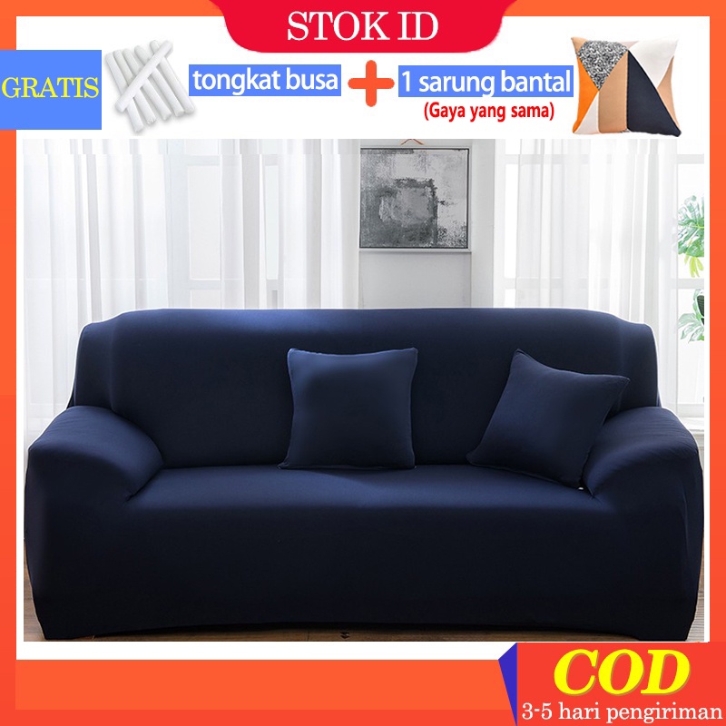 Cover Sofa Sarung Sofa 1/2/3/4 Seater Navy Sofa Cover Elastic Sarung bantal sofa Cushion Protector Covers