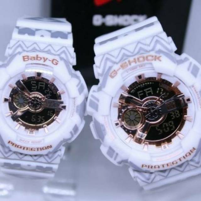 COUPLE... G-SHOCK GA110 PUTIH ROSE GOLD ETNIK