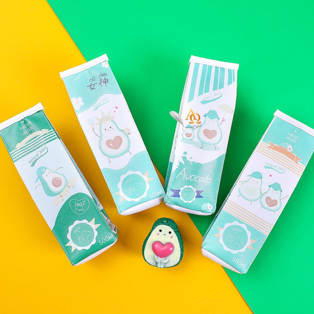

Tempat Pensil / Pencil Case Edisi Kotak Susu Lucu Motif Avocado