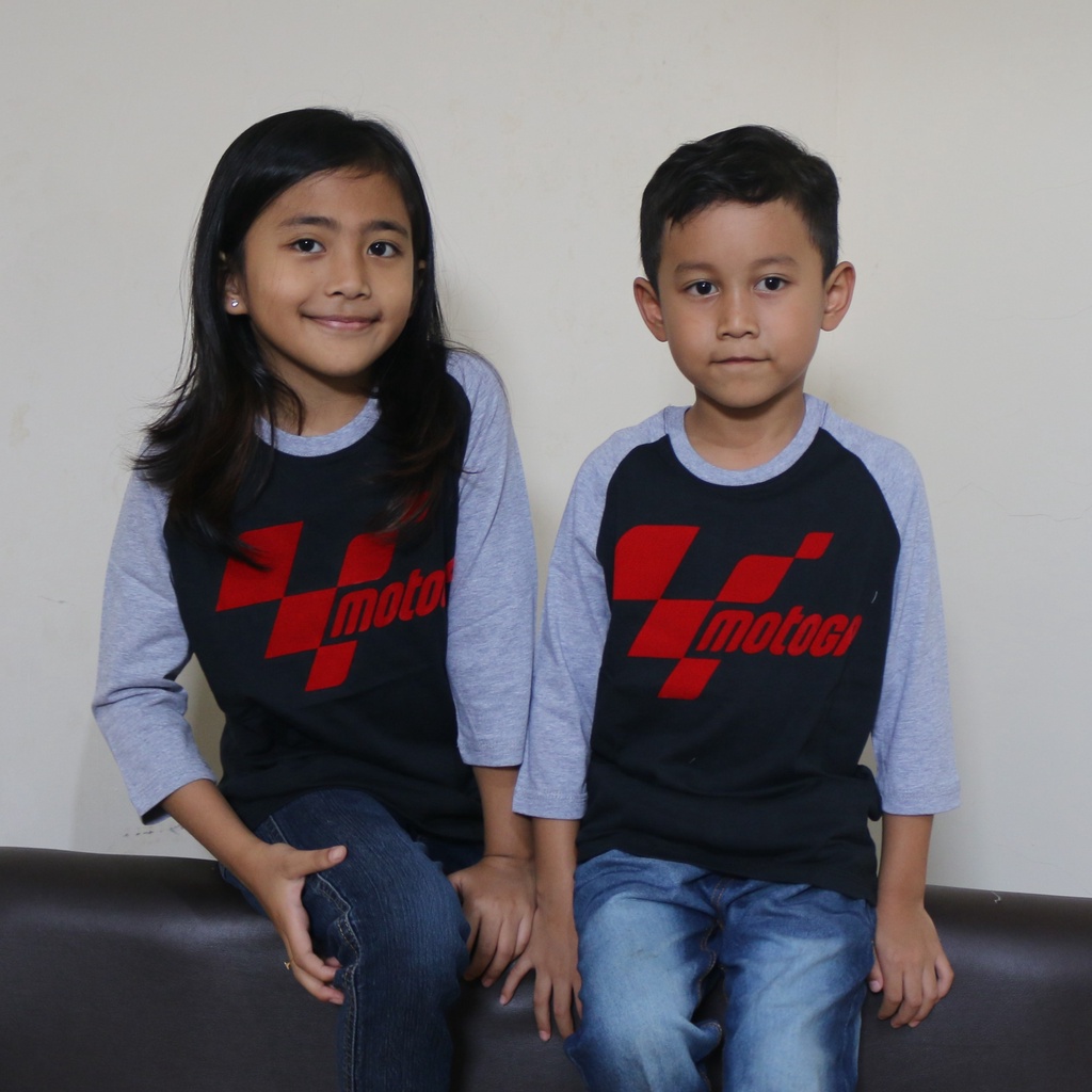 Kaos ANAK REGLAN 3/4 MOTO GP - Baju Fashion Anak Raglan Kaos Otomotif Motor Keren Bludru Premium REE