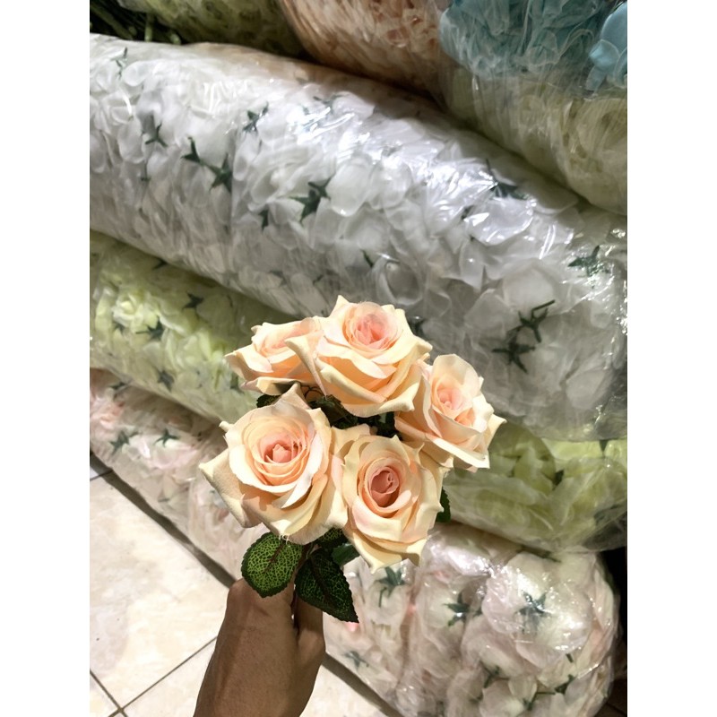 Tangkai Mawar K6 Bludru Import/Bunga Mawar/Artificial/Bunga Palsu/Hiasan/Dekorasi-PINK TUA