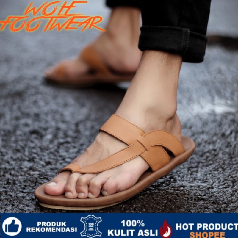 IMPLUSE TAN Sandal pria kulit asli cevany original handmade sandal jepit kulit pria bisa COD