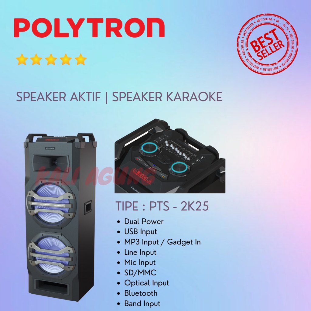 SPEAKER AKTIF PORTABLE POLYTRON | PTS-2K25 | 15 INCH - FREE ONGKIR SERANG KOTA