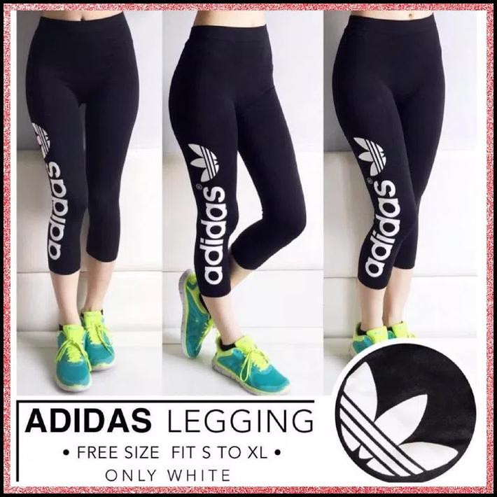 PROMO CELANA OLAHRAGA WANITA / LEGGING IMPORT ADIDAS SENAM / LEGING FITNESS - ADIDAS PUTIH 