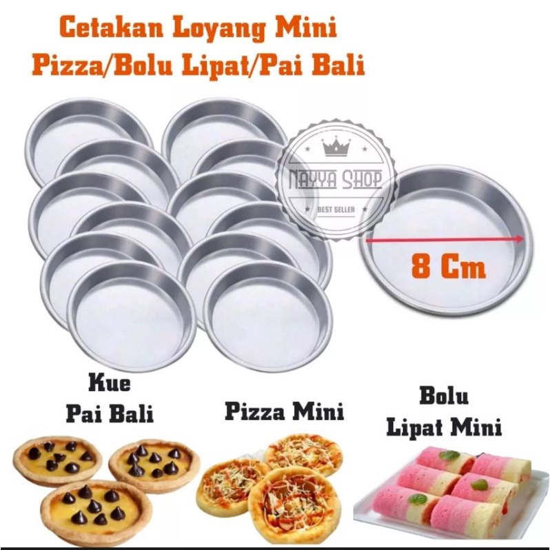Loyang Pizza Mini 1lusin (12pcs) |Loyang Bolu lipat mini Dr|Loyang Pie Susu |Cetakan Pie Bali |Cetak