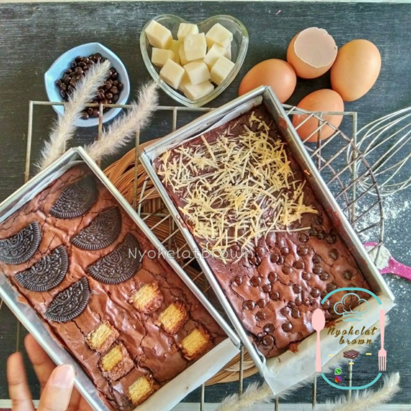 

Fudgy Brownies Mix Topping loyang sekat/tidak sekat(Baca deskripsi)