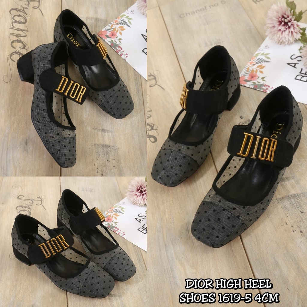 VU   BEST SELLER FASHION BABY-D BALLET PUMP IN BLACK DOTTED SWISS SHOES 1619-5