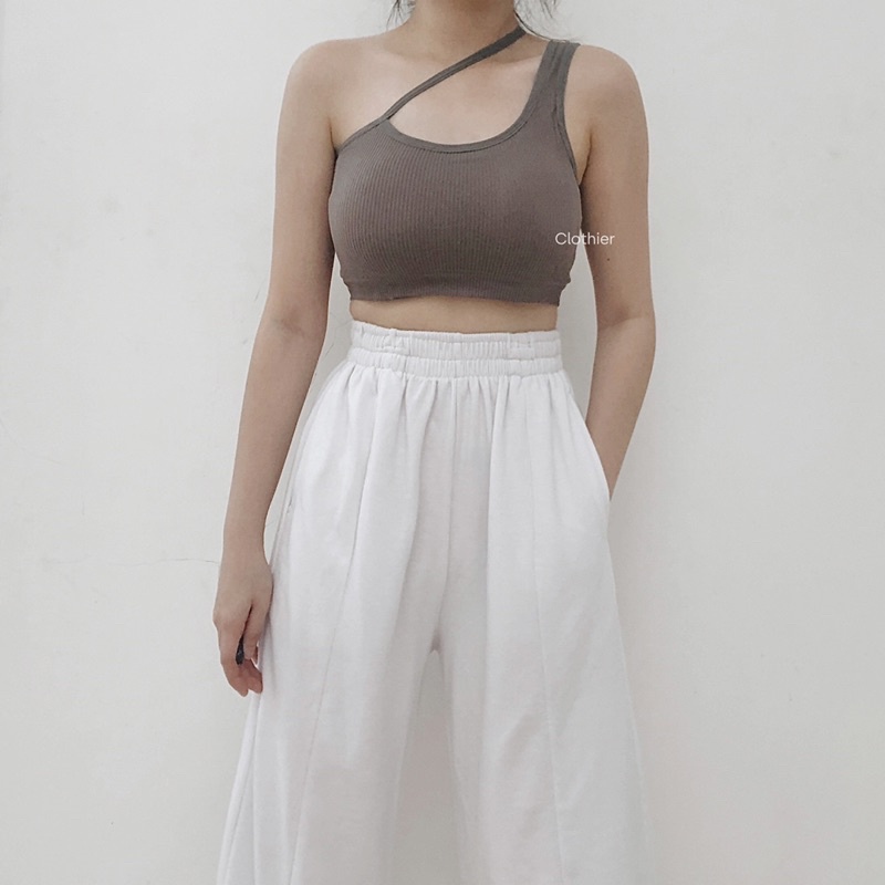 CLOTHIER - Aera Ribbed Tank | Asymmetric Sling Bralette