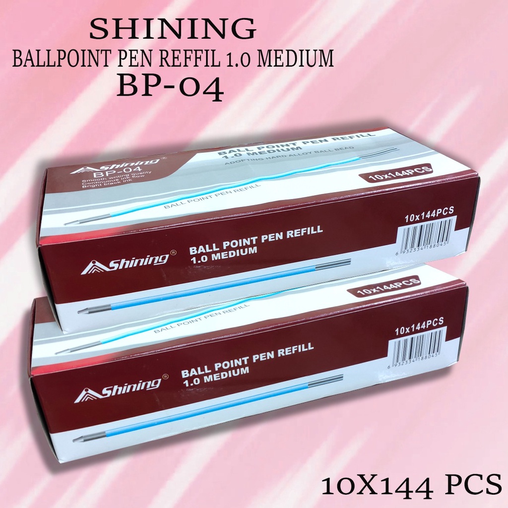

qwe Isi ulang pulpen tinta Ballpoint Pen Reffil Shining ukuran Medium 1.0 ( isi 144 pcs )