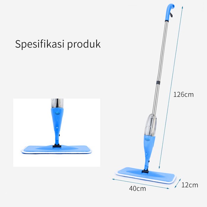 Alat Pel Lantai Super Mop Pel Lantai Isi Air Semprot Otomatis Ukuran  38 x 11.5 x 125 cm