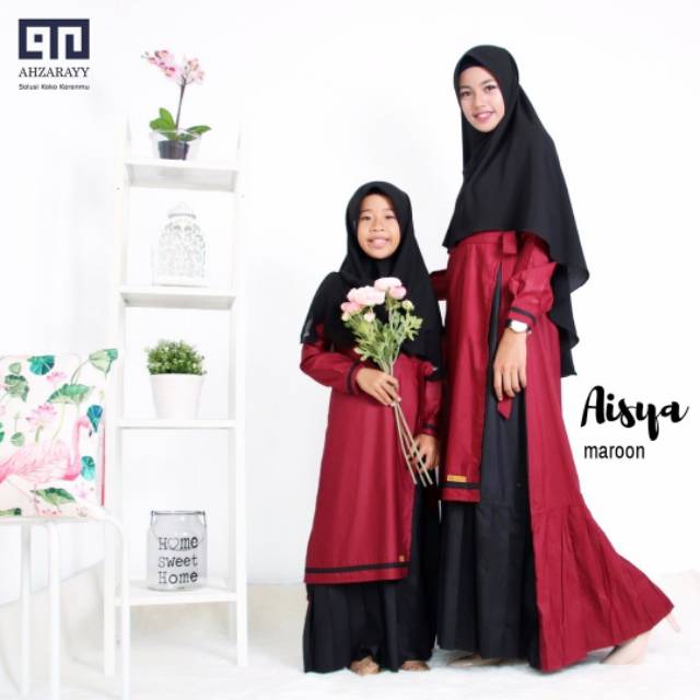 Gamis Couple Aisya Series Ori Ahzarayy- Maroon