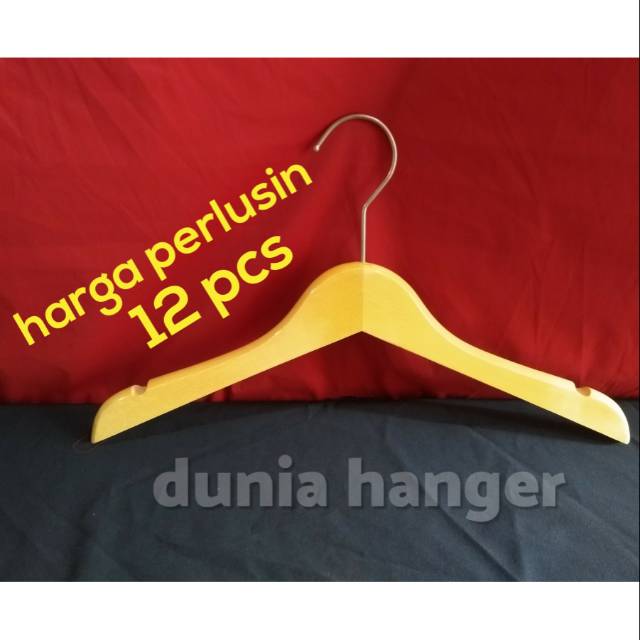 Hanger KAYU ANAK warna NATURAL LUSINAN hanger baju anak