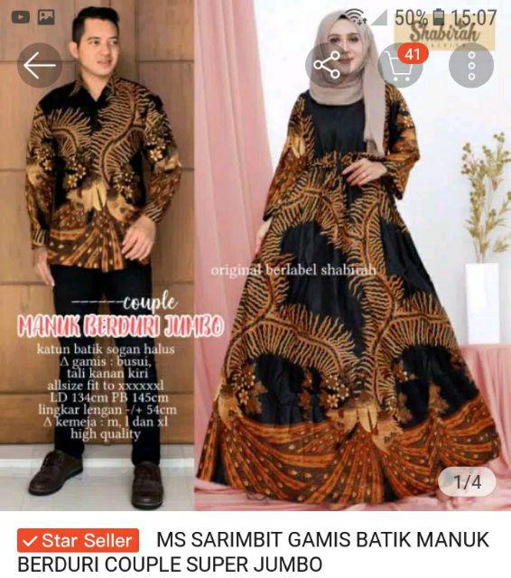 Ms Sarimbit Gamis Batik Manuk Berduri Couple Super Jumbo