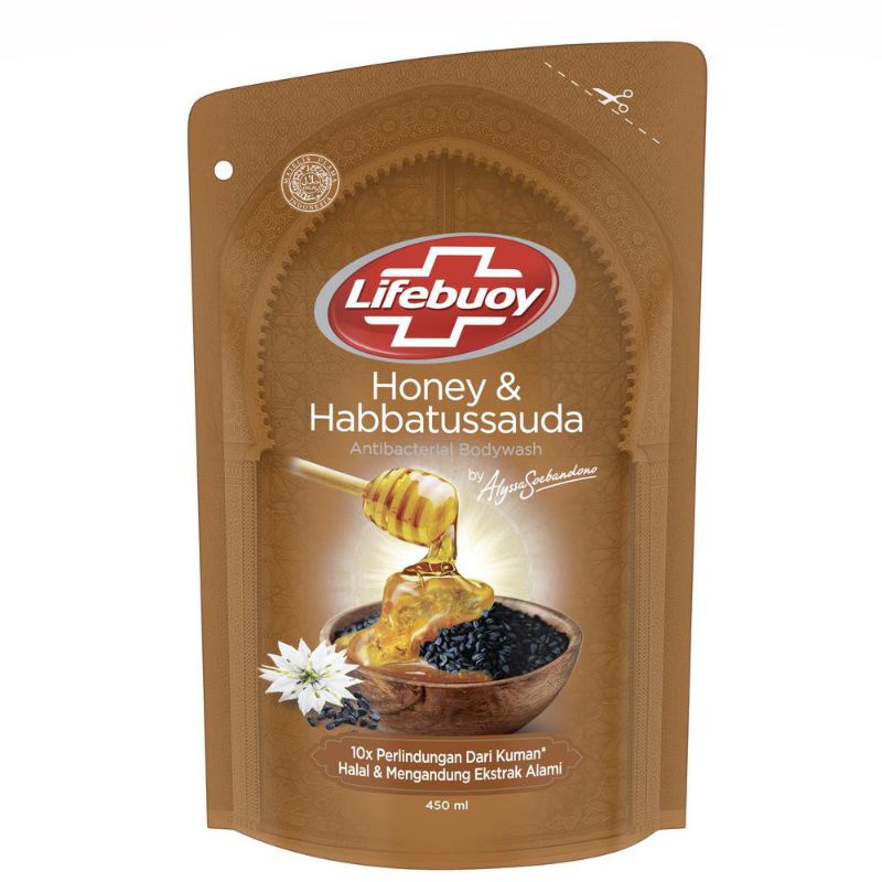 Lifebuoy sabun cair body wash honey & habbatussauda 450ml