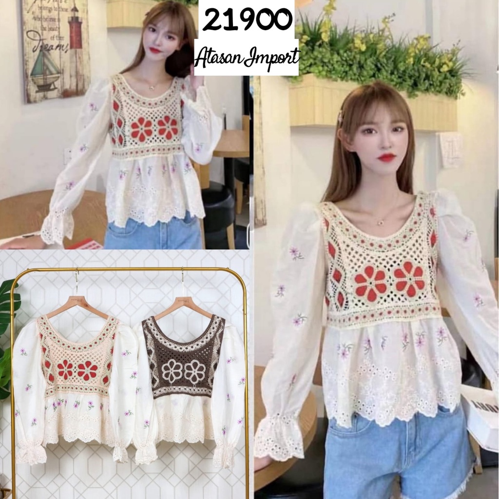 VNS 21900 ATASAN RAJUT BORDIR 84-110 IMPORT PREMIUM