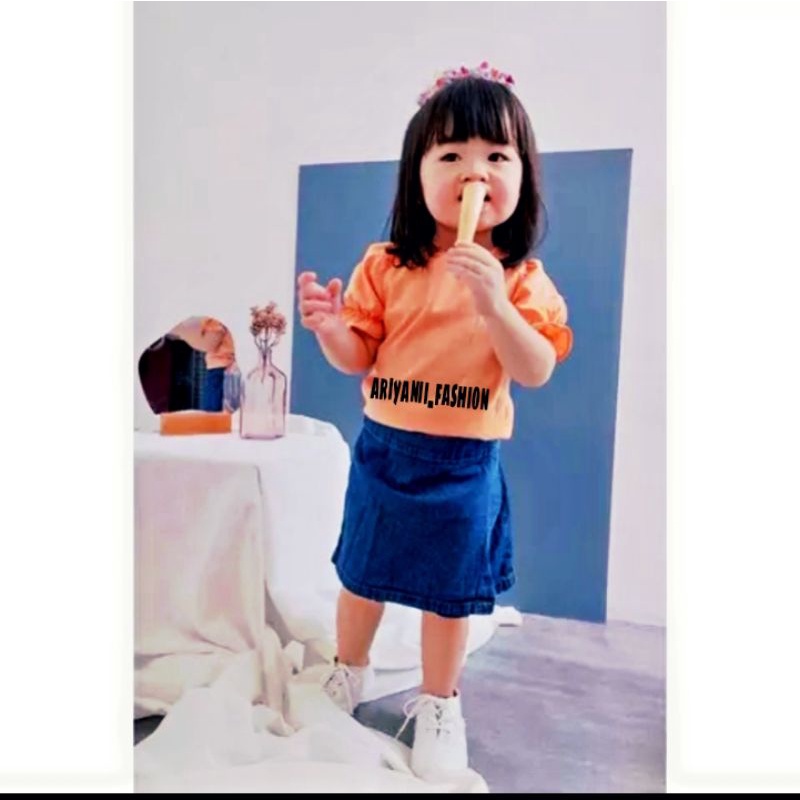 ARN - ROCELA ROK CELANA JEANS ANAK PEREMPUAN MURAH ORIGINAL SNOW WASHED KEKINIAN KULOT PENDEK FASHION BAYI Umur 1 - 7 TAHUN