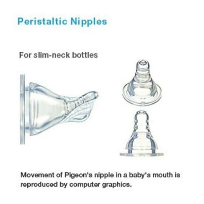 [isi3 Slim] Pigeon Nipple Peristaltic Slim Neck Blister isi 3pcs / Dot Bayi / Dot Botol Susu Bayi S M L Y