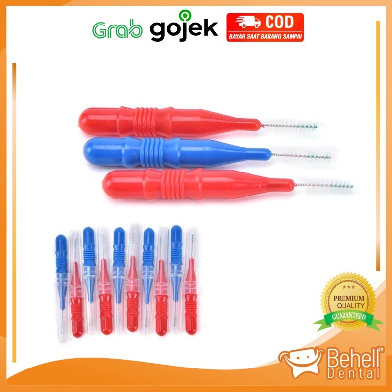 BEHELLDENTAL/ INTERDENTAL BRUSH SIKAT SELA CELAH GIGI ORTHO BEHEL TOOTH PICK DENTAL FLOSS MERAH BIRU