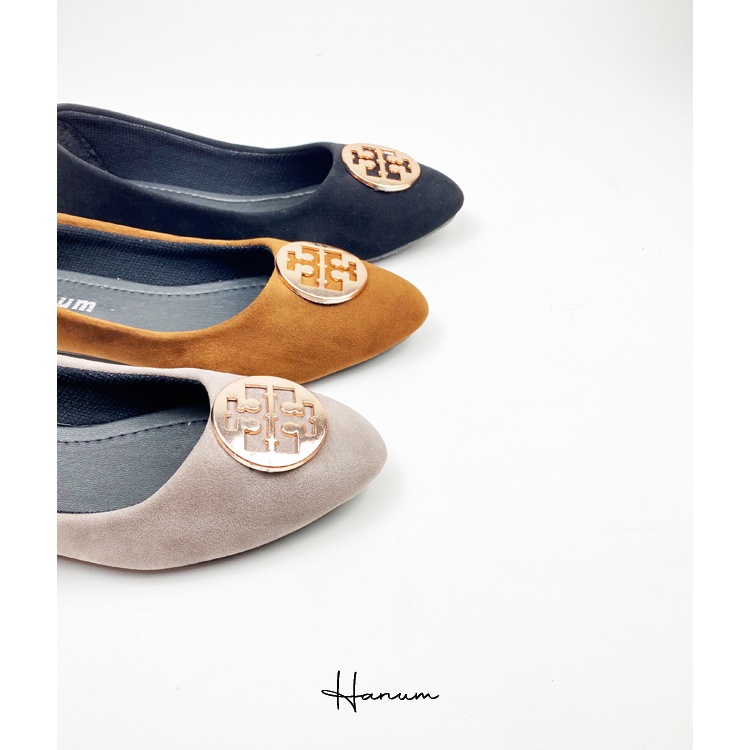 Hanum - Sepatu Flat Shoes Balet Wanita Hanum HF12 Suede / Bludru