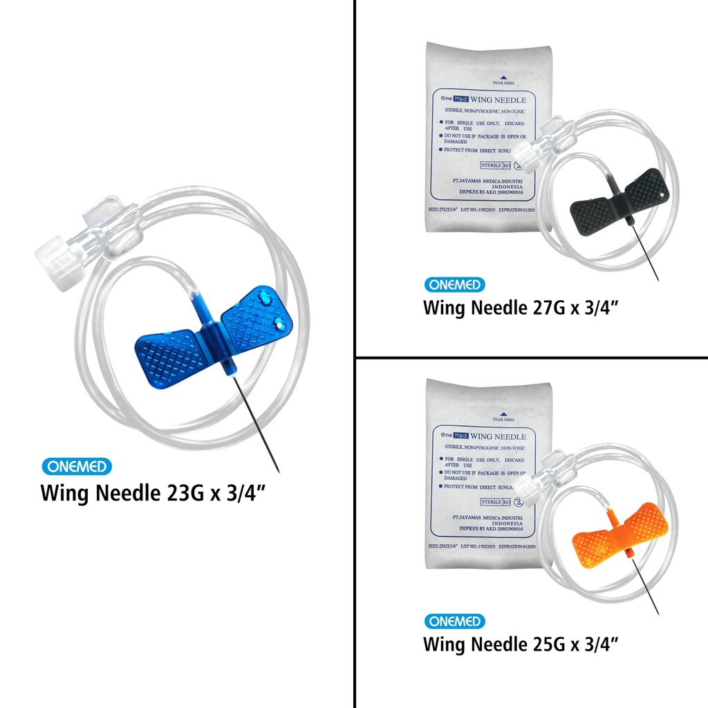 Jual Wing Needle Onemed / Winged Infusion Set 23, 25, 27G pcs Shopee