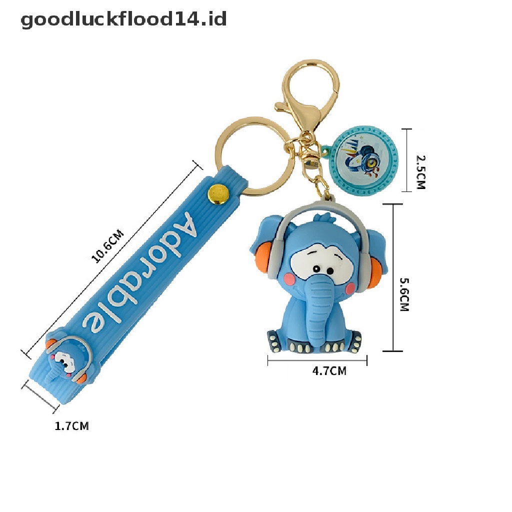 [OOID] Rock Music Elephant Keychain Cartoon Classic Music Panda Animal Key Chian Holder ID