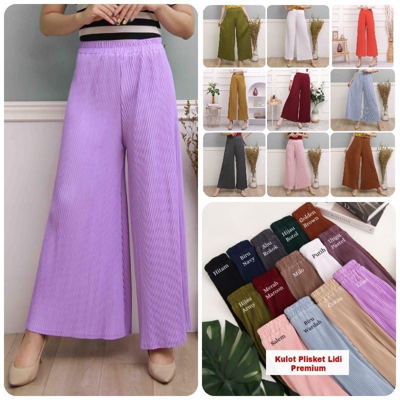 Celana Kulot Lidi Plisket Panjang Premium Fit S- XXL Hyget Super